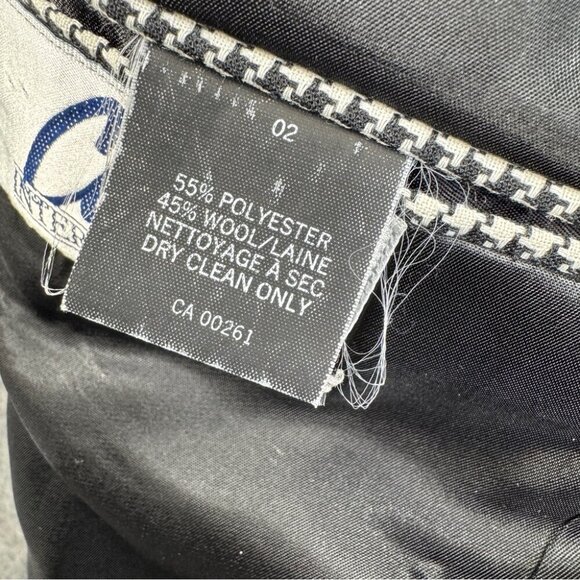 Vintage Black White Wool Houndstooth Checkered Academia Double Breasted Blazer - Picture 7 of 16